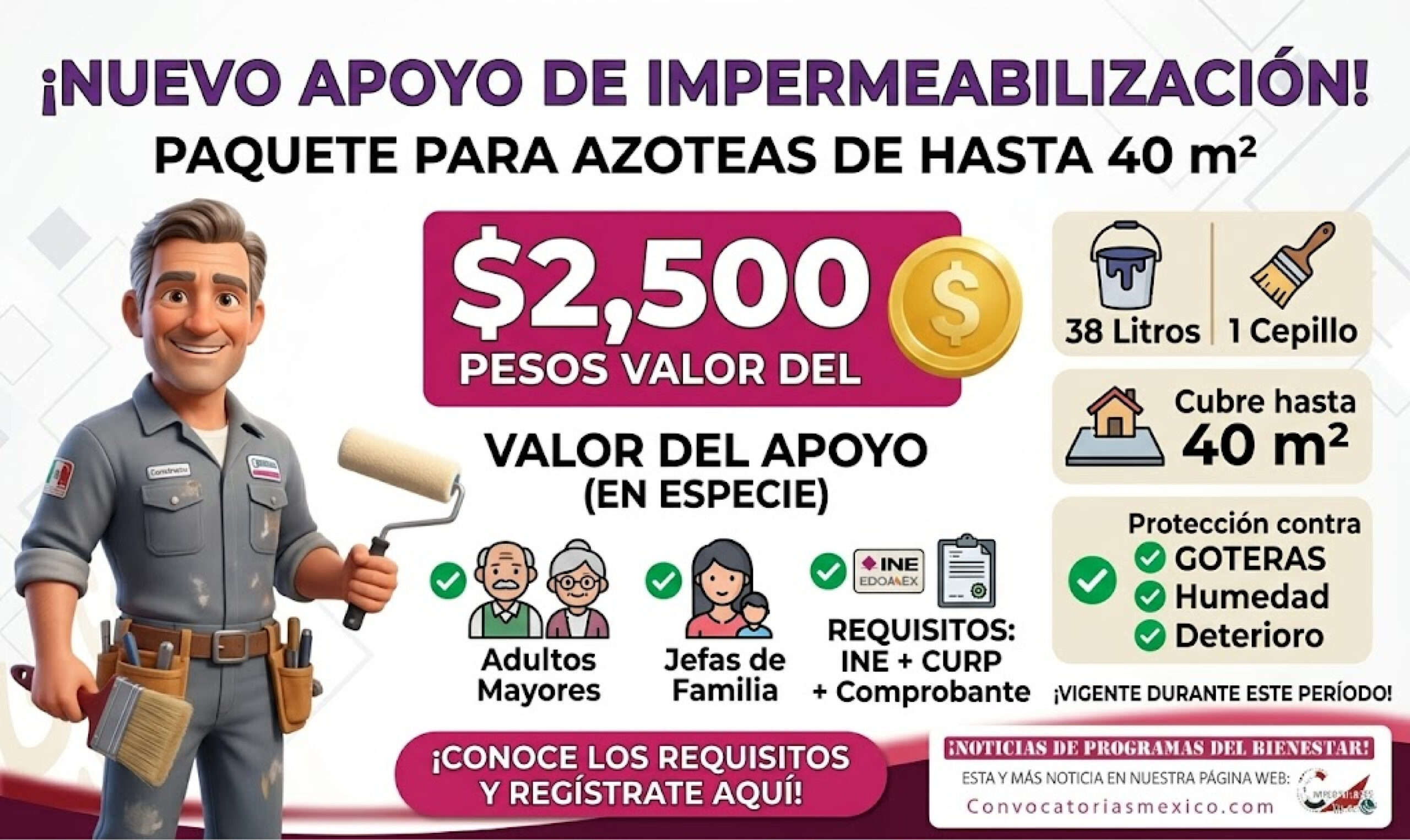 Jalisco Sí Pinta 2026: apoyo para impermeabilizar azoteas con paquete de hasta 40 m²