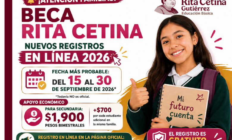 ¿Cuándo habrá nuevos registros en línea para la Beca Rita Cetina 2026? Esta es la fecha más probable para septiembre
