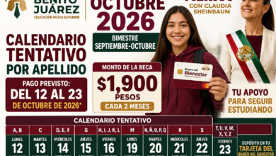 Este sería el calendario tentativo de pagos de la Beca Benito Juárez para octubre de 2026