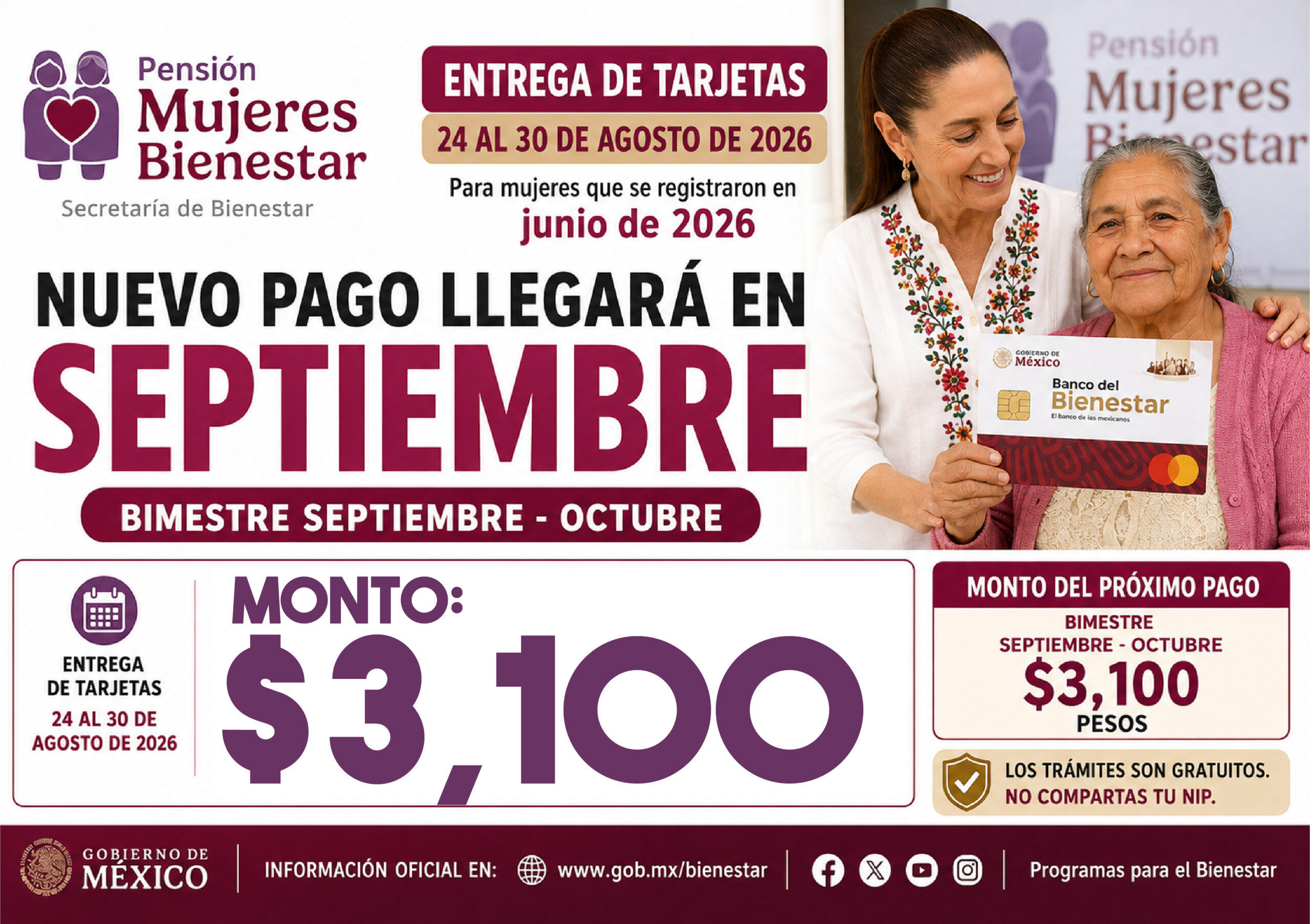 Pensión Mujeres Bienestar: entregan tarjetas y nuevo pago de $3,100 pesos llegará en septiembre