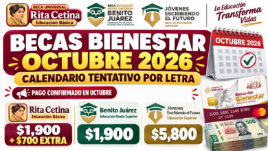 Becas Bienestar octubre 2026: calendario tentativo de pagos por letra para Rita Cetina, Benito Juárez y Jóvenes Escribiendo el Futuro