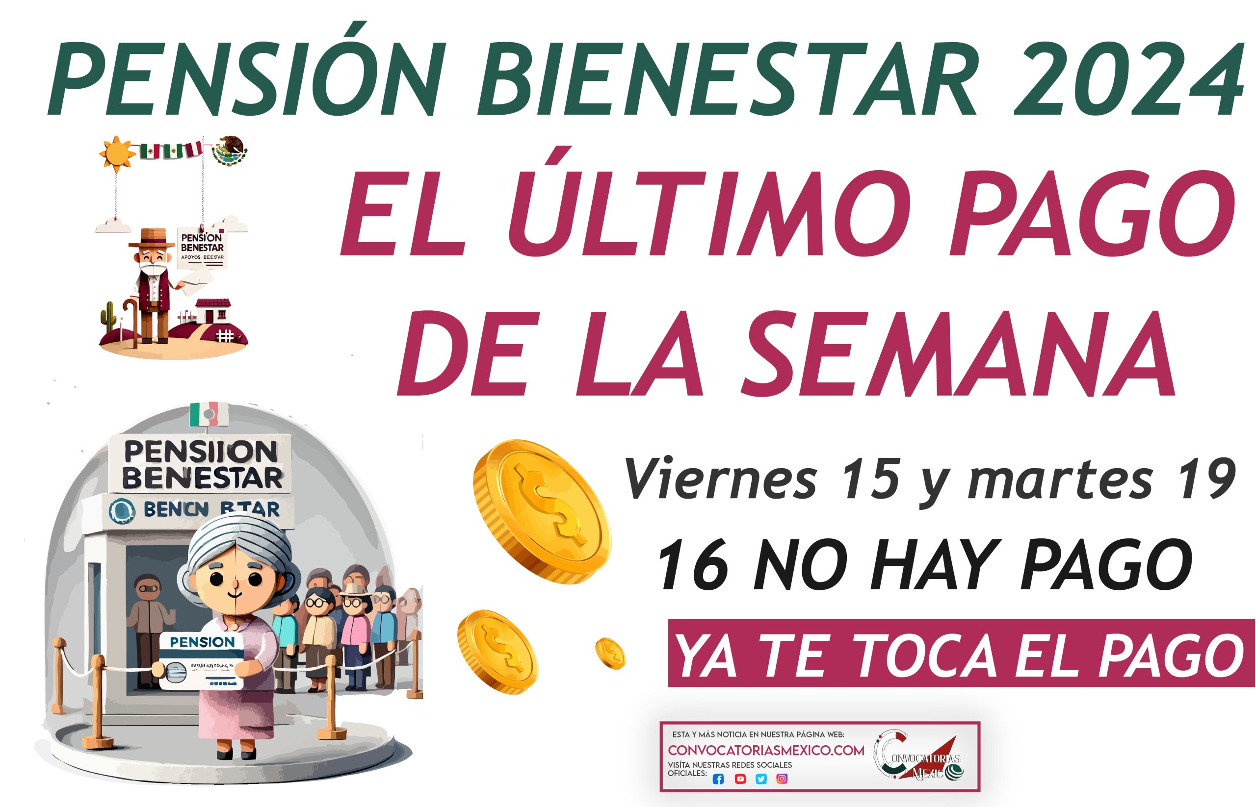 Último pago de la semana para los adultos mayores de la Pensión Bienestar 2024