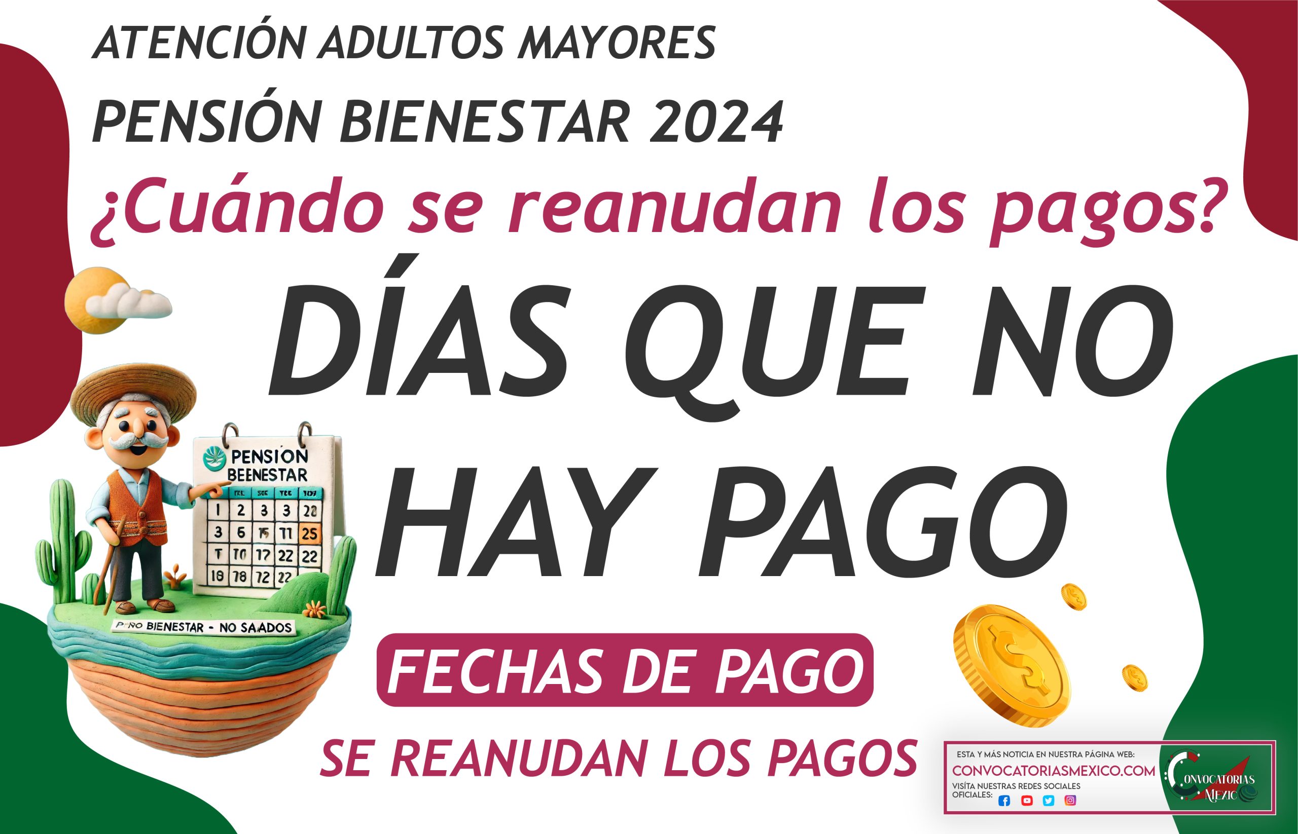 Estos días no habrá dispersión de pagos para los adultos mayores de la Pensión Bienestar 2024