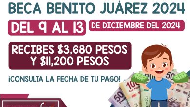 9 AL 13 DE DICIEMBRE SEGUNDA SEMANA DE PAGOS De la Beca Benito Juárez 2024