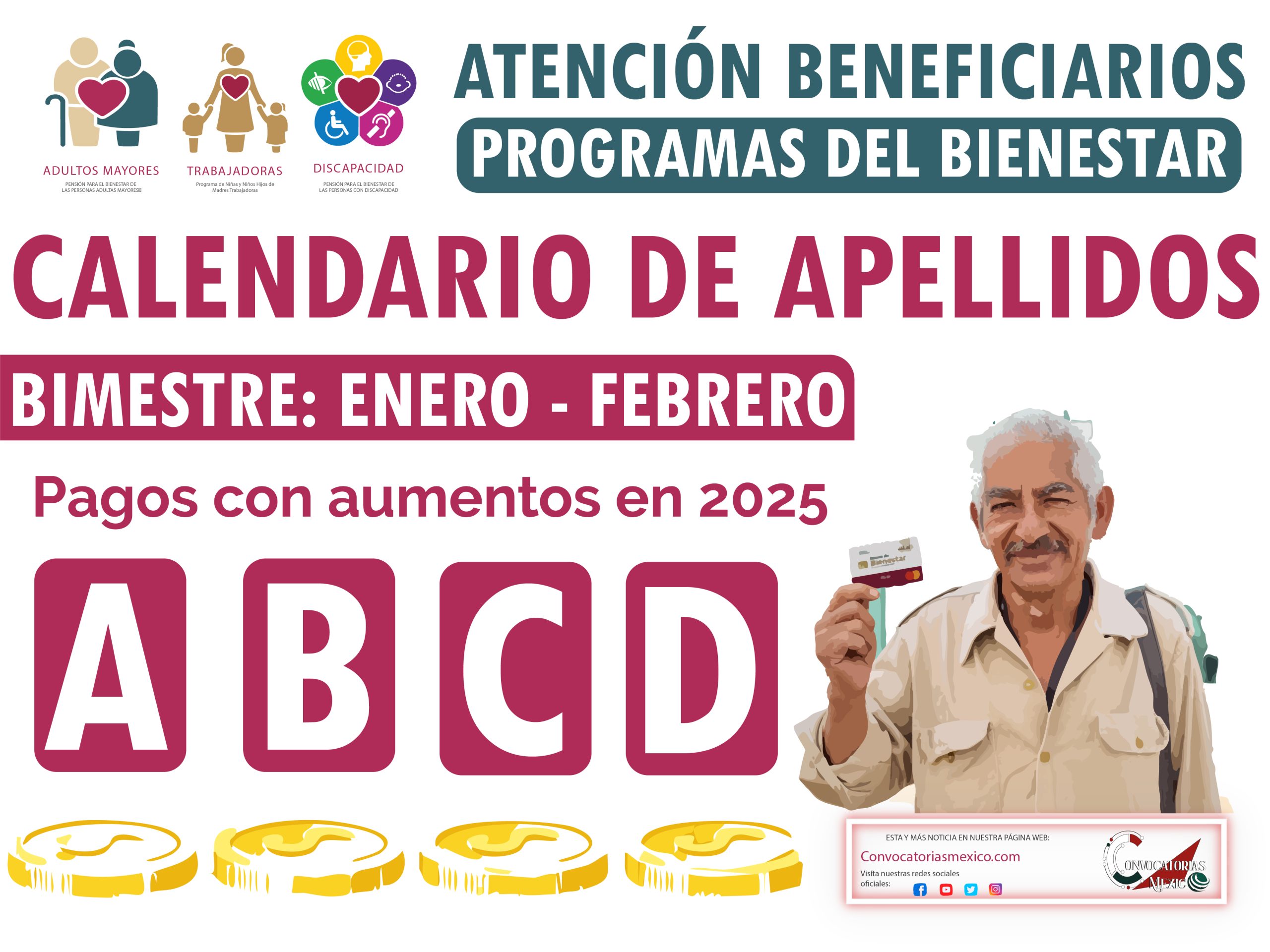 Próximo pago para personas de 65 años, personas con discapacidad y madres solteras.