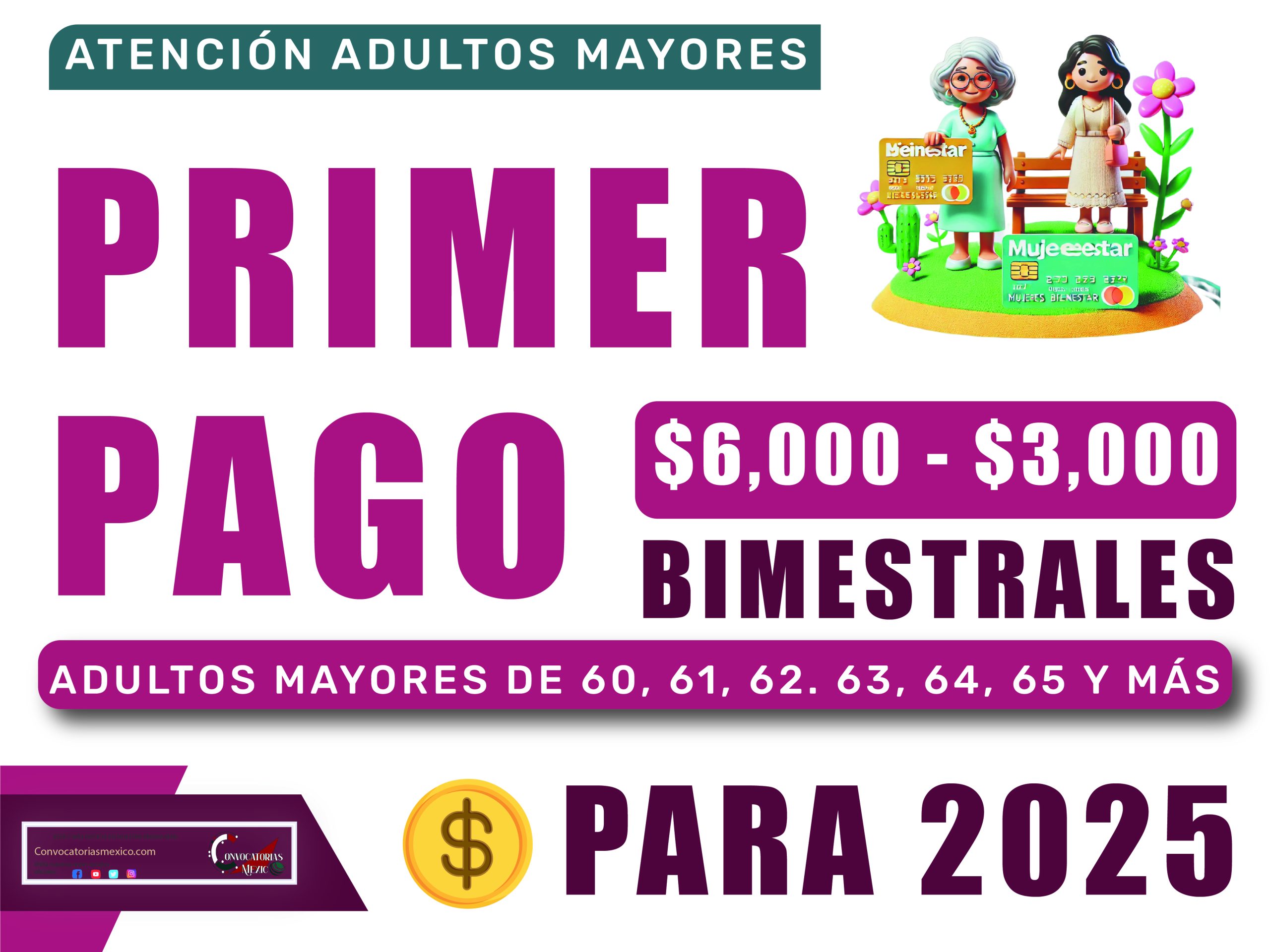 ¿Cuándo será el primer pago de la pensión bienestar y pensión mujeres bienestar en 2025?