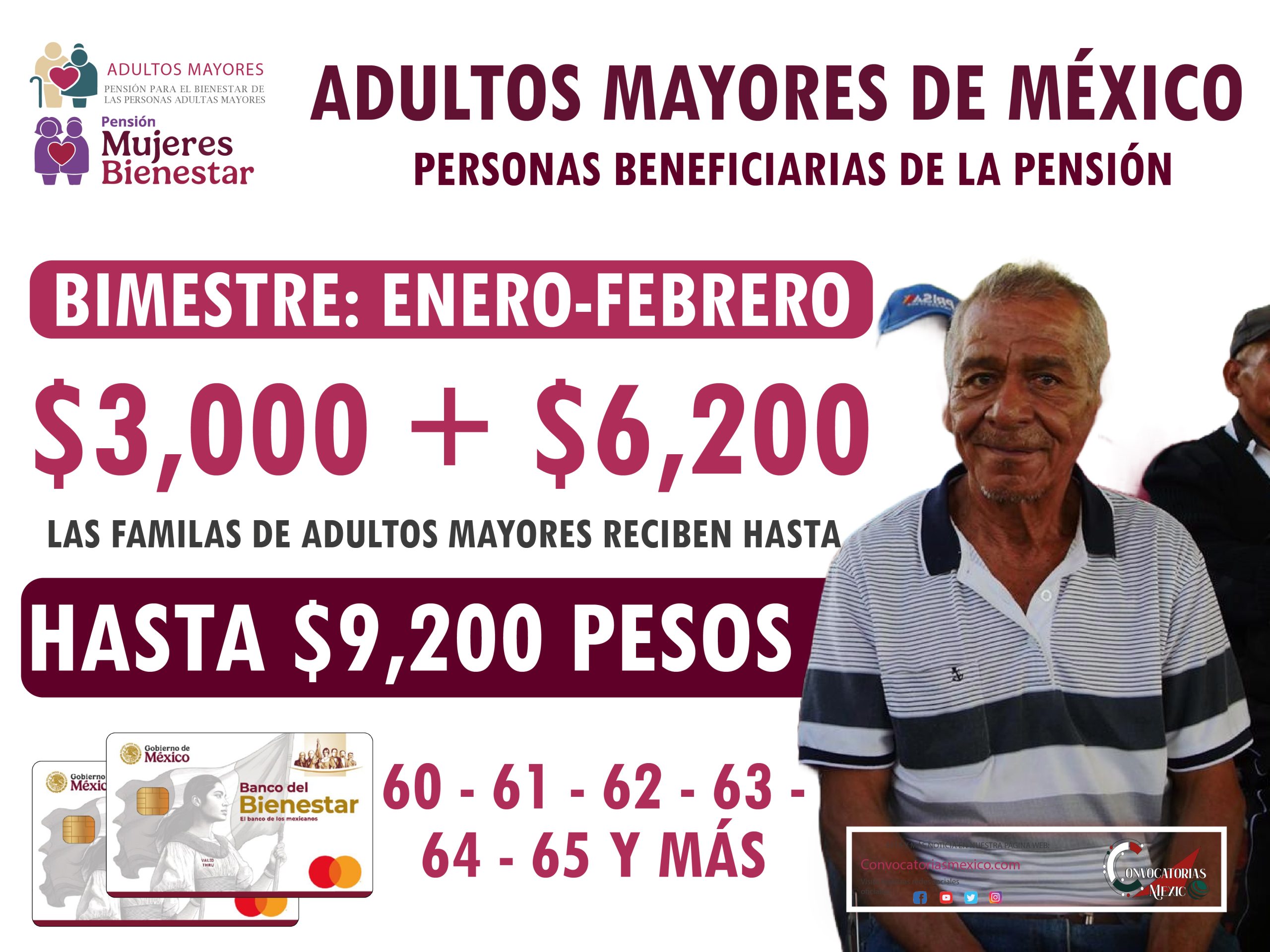 $3,000 + $6,200 Pesos para la pensión bienestar adultas mayores de México 2025