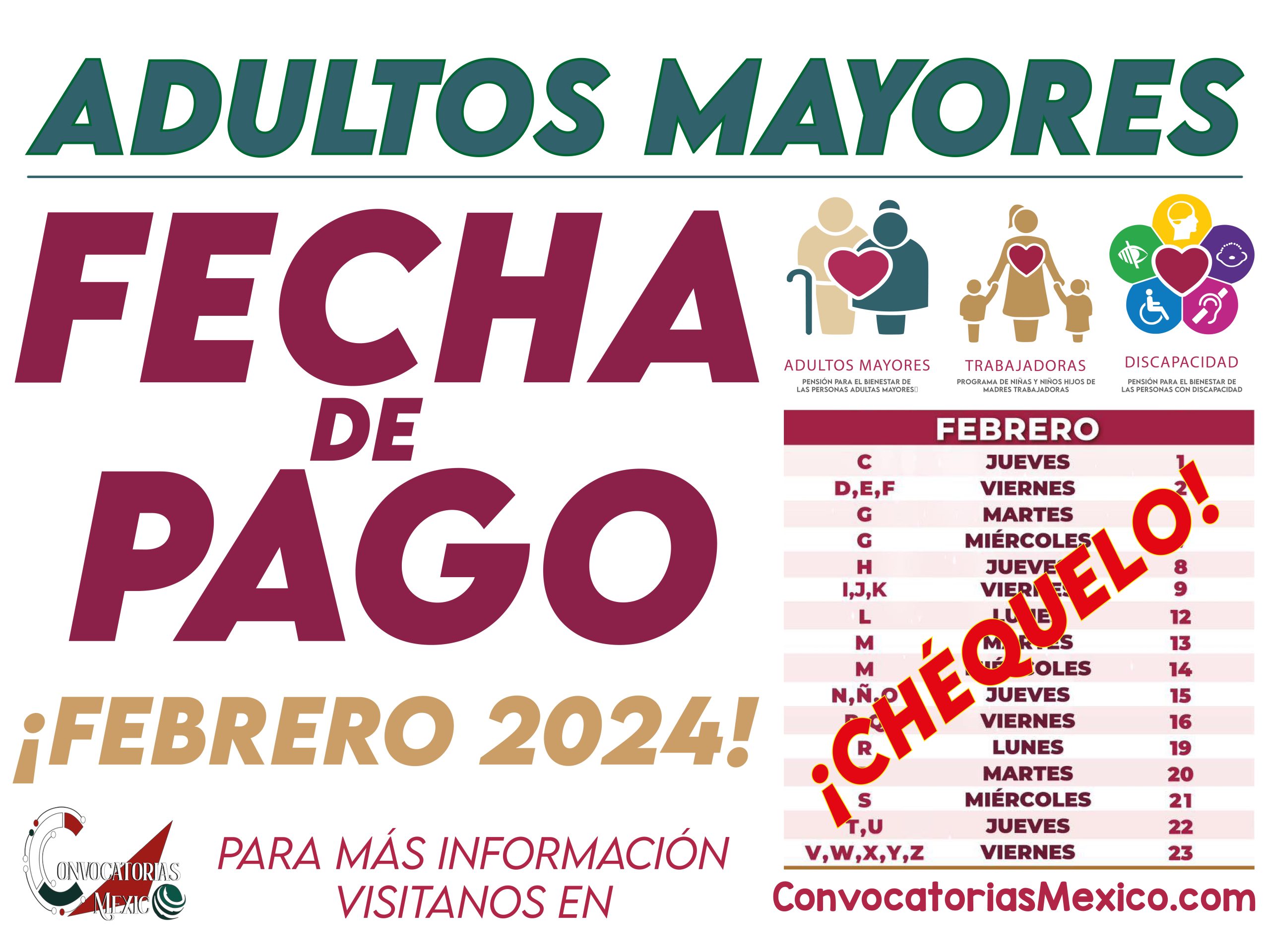 ¿Quienes reciben hoy y mañana su pago? Pensión Bienestar en Febrero