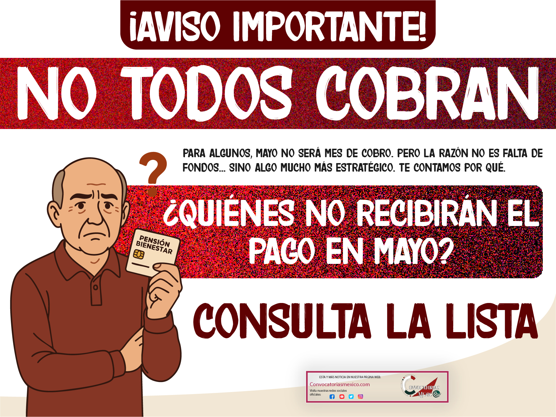 Listas de adultos mayores que no reciben el pago en mayo de la Pensión Bienestar 2025