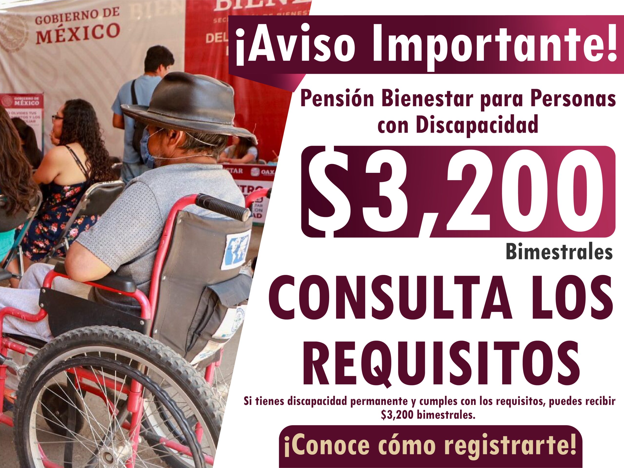 ¿Conoces a alguien con discapacidad? ¡Puede recibir $3,200 bimestrales de la Pensión Bienestar!