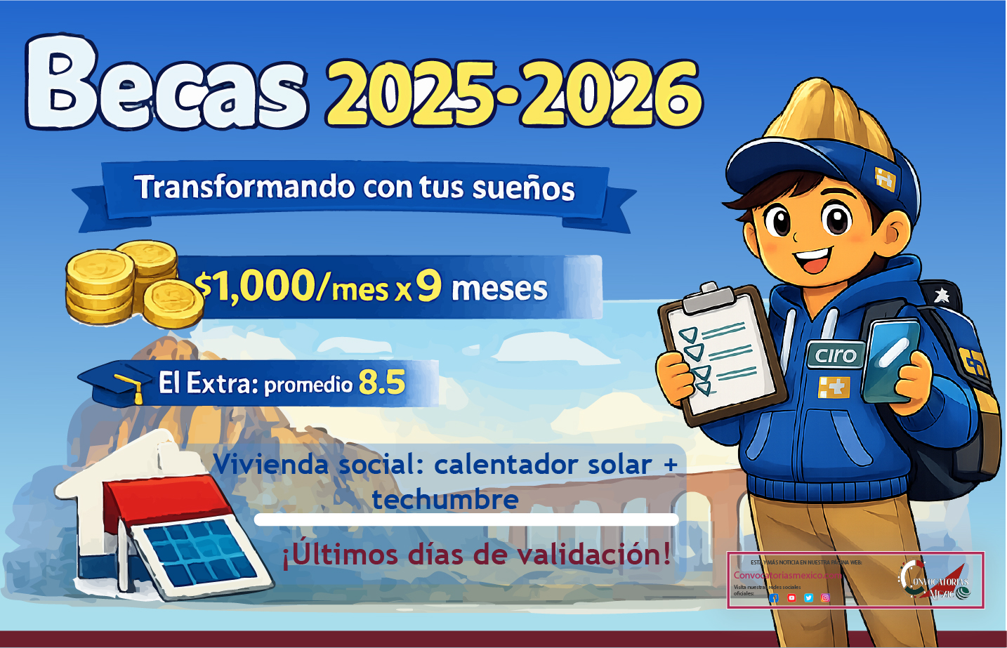 Beca Transformando con tus sueños $1,000 pesos durante 9 meses