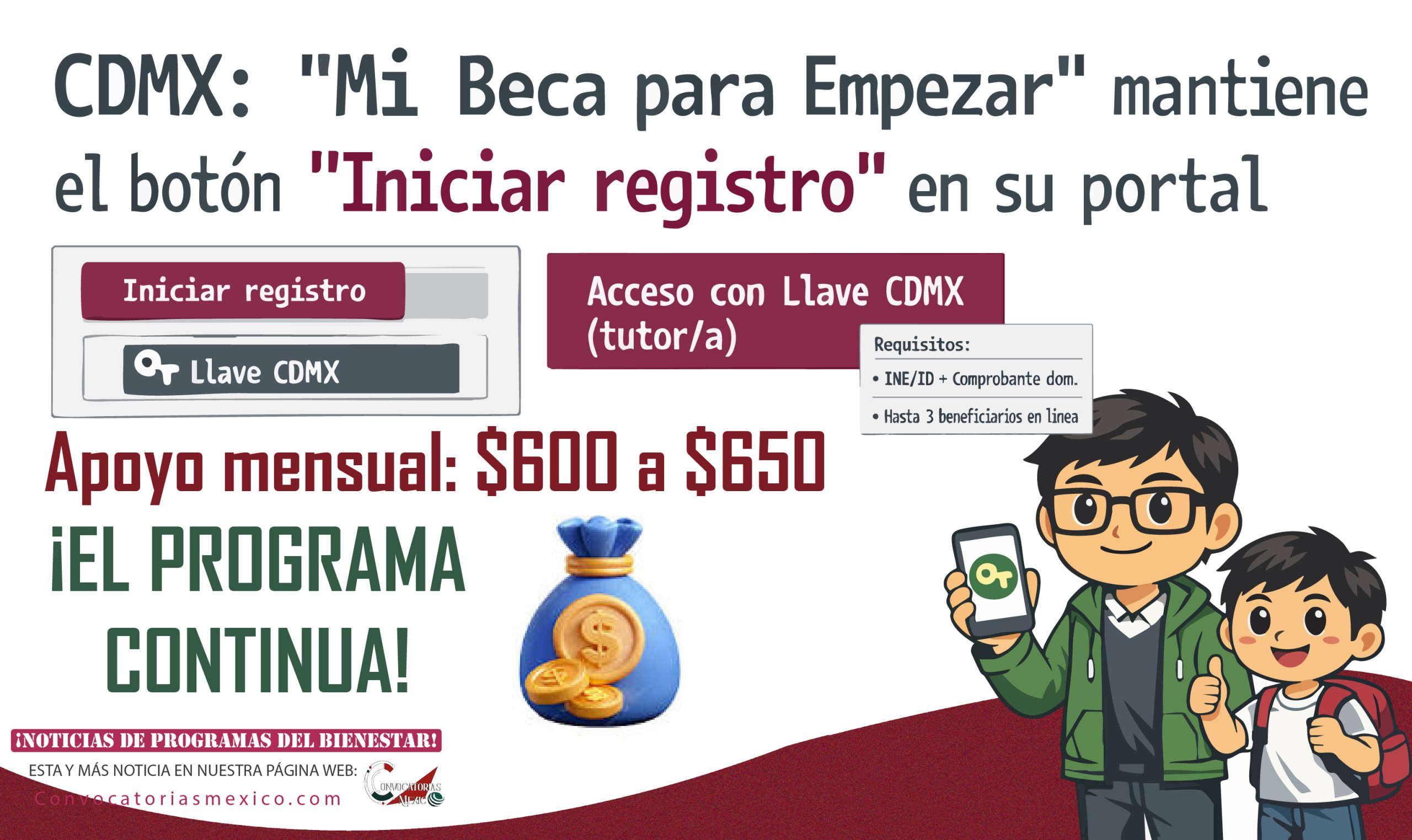 Se mantiene registro para recibir de $600 a $650 pesos de Mi Beca para Empezar 2026