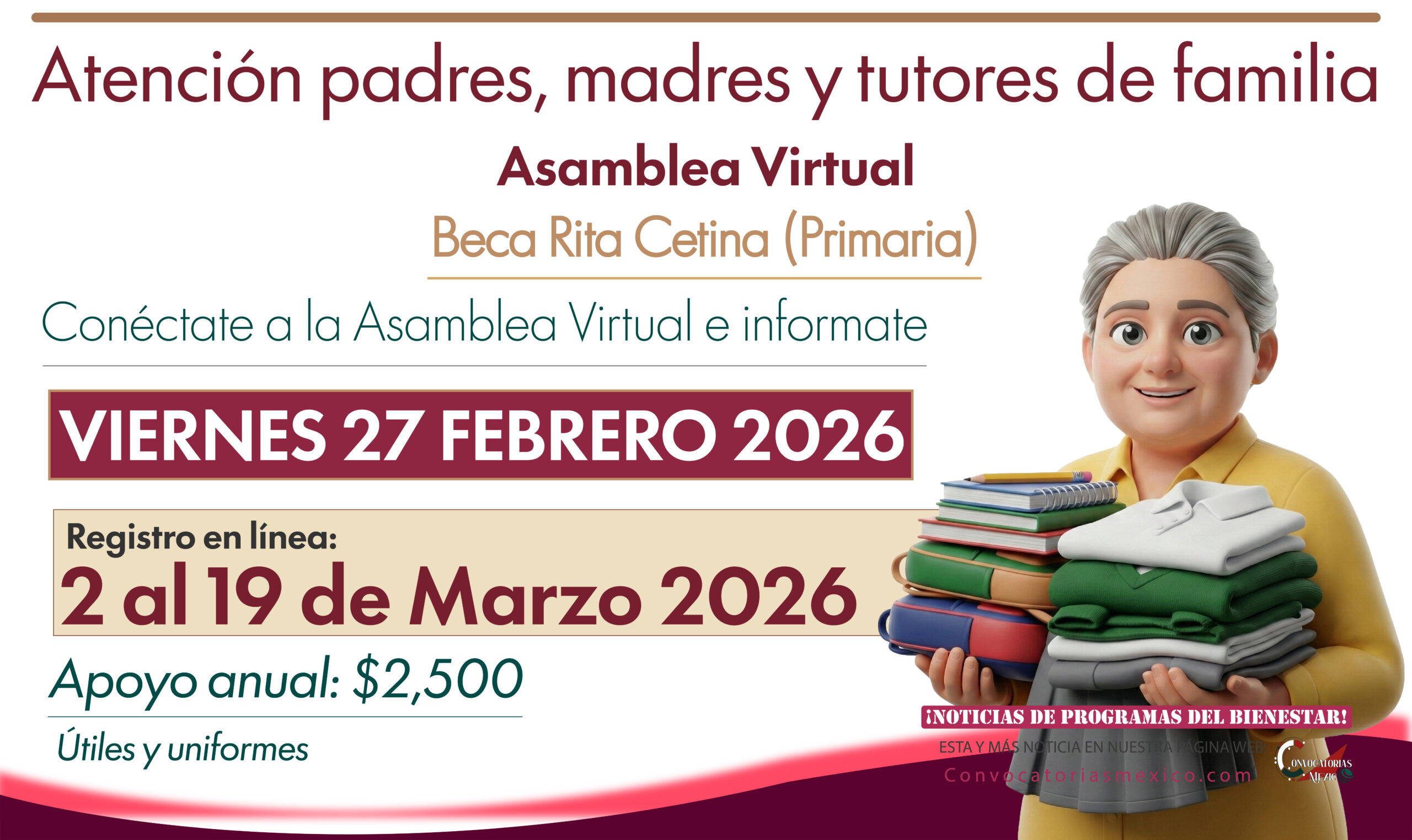 Becas Bienestar llama a Asamblea Virtual por la beca “Rita Cetina” para primaria 11 Mesa de trabajo 6 316 scaled
