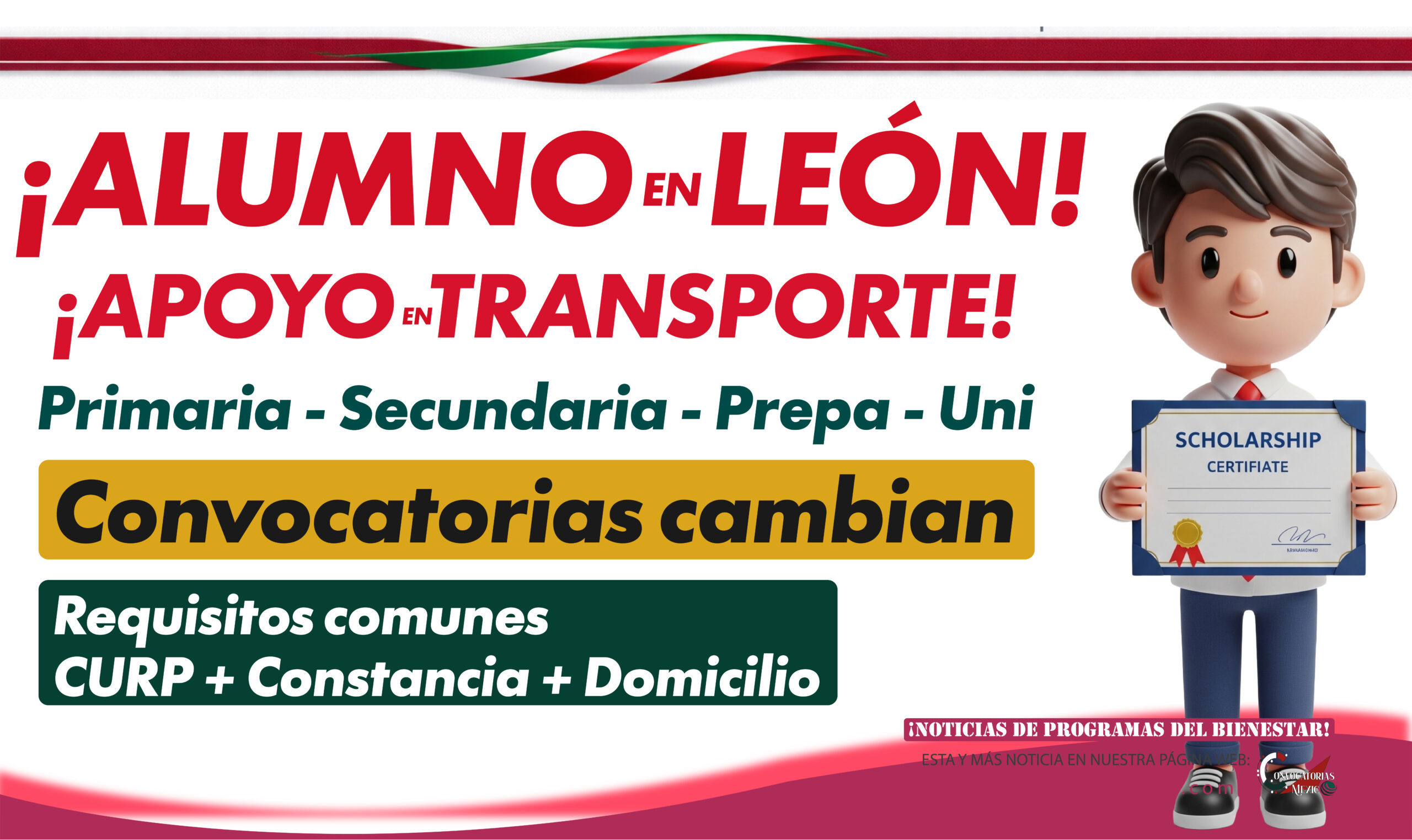 Beca Transporte 2026 primaria/secundaria y prepa/universidad: León, Guanajuato 2026