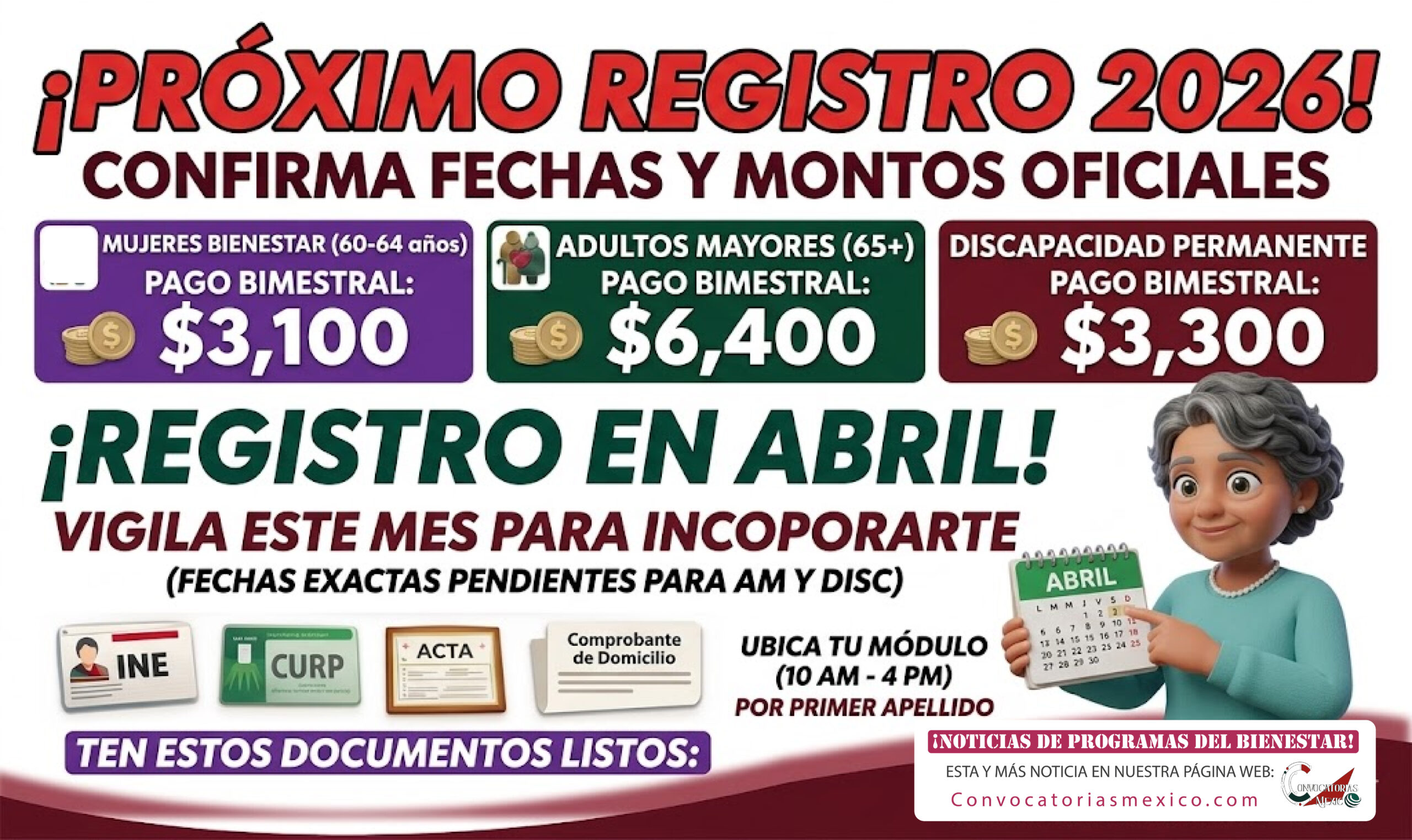 Próximas fechas de incorporación para las Pensiones del Bienestar en 2026