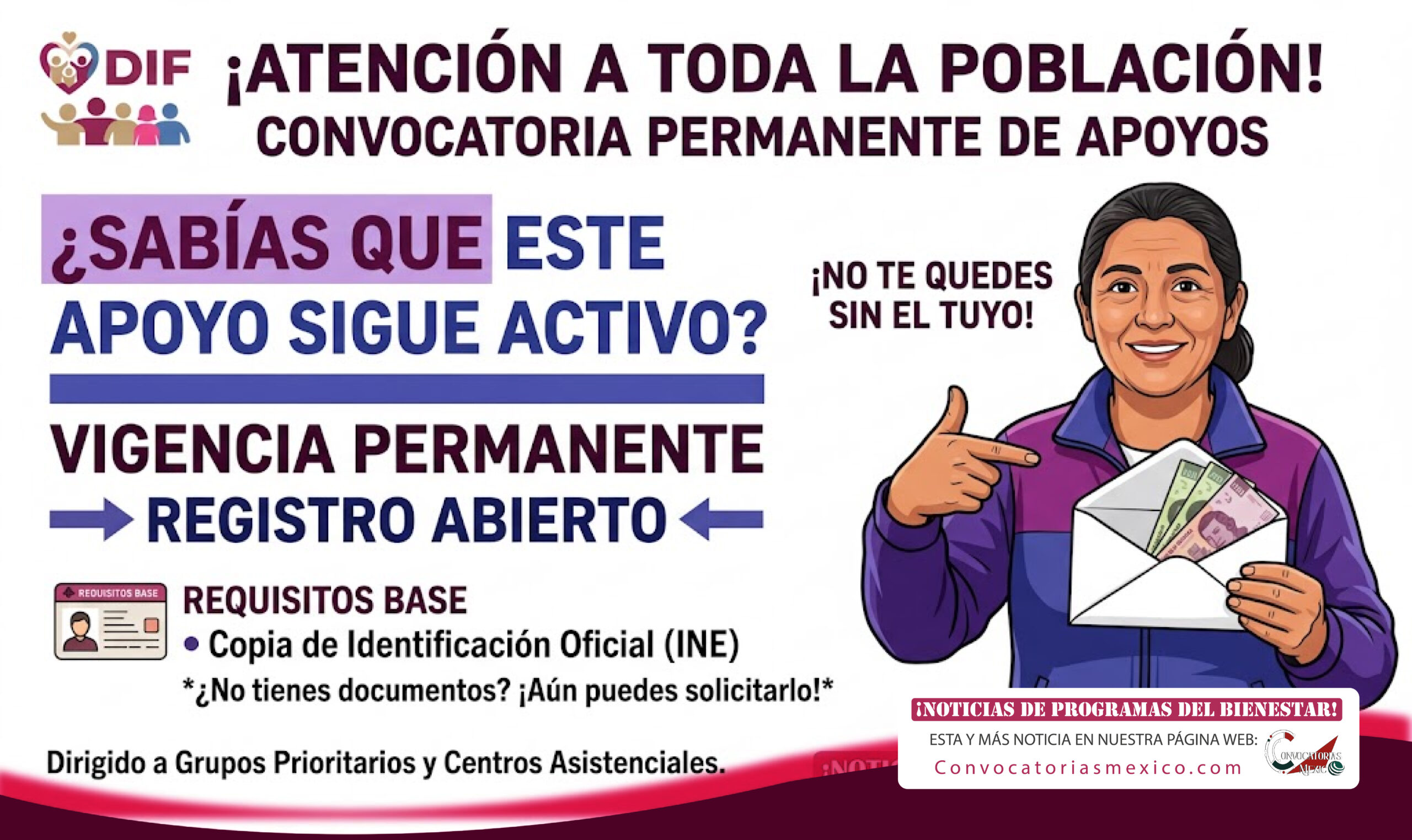 Se mantiene apoyo a población vulnerable con vigencia permanente para grupos prioritarios y centros asistenciales