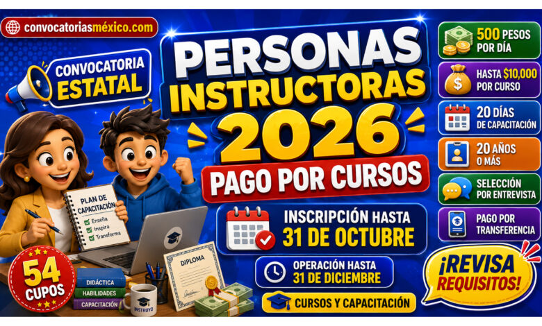 Quintana Roo abre apoyo para Personas Instructoras 2026: pago por cursos y capacitación
