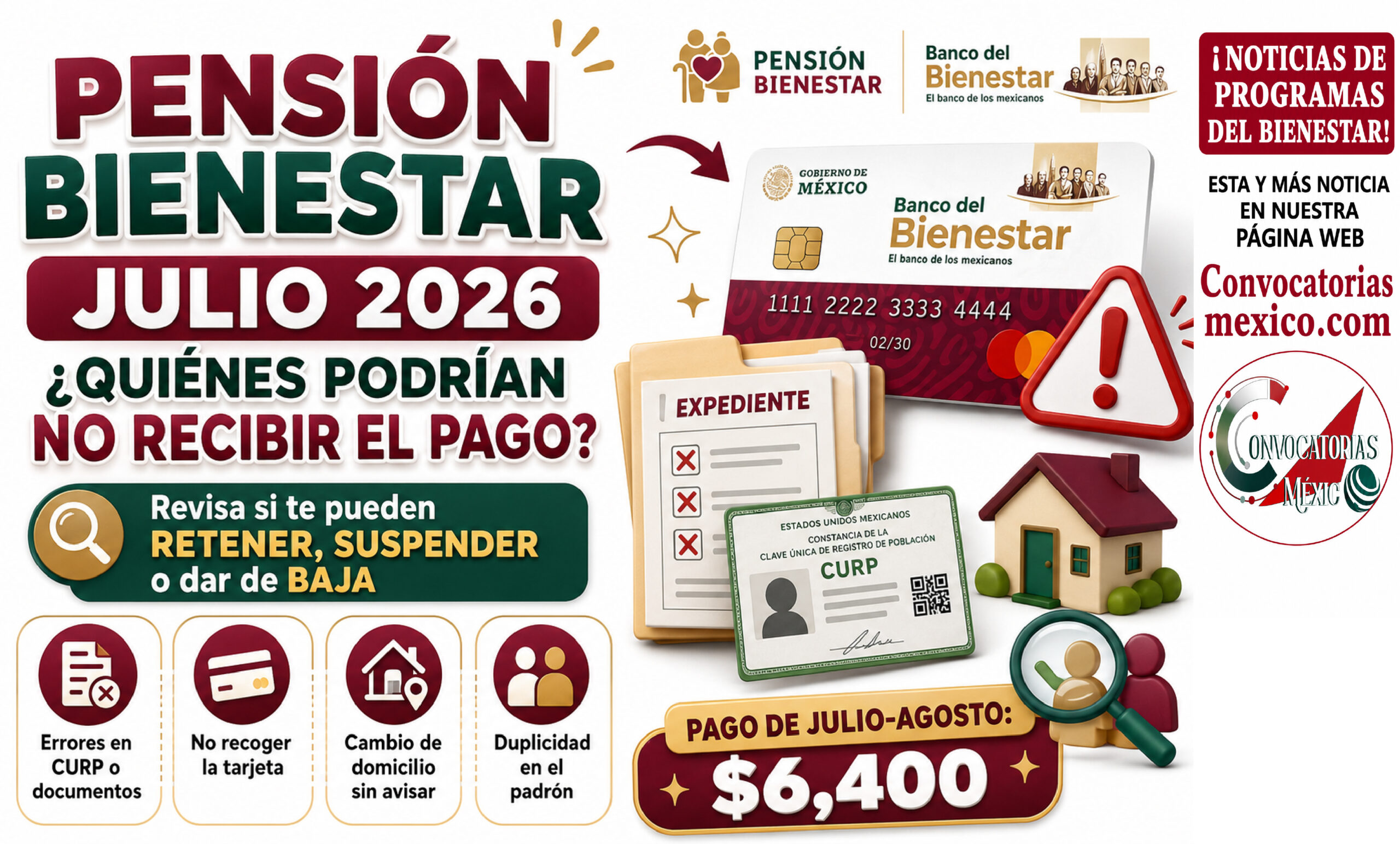 Pensión Bienestar julio 2026: ¿quiénes podrían no recibir el pago y por qué podrían darlos de baja?
