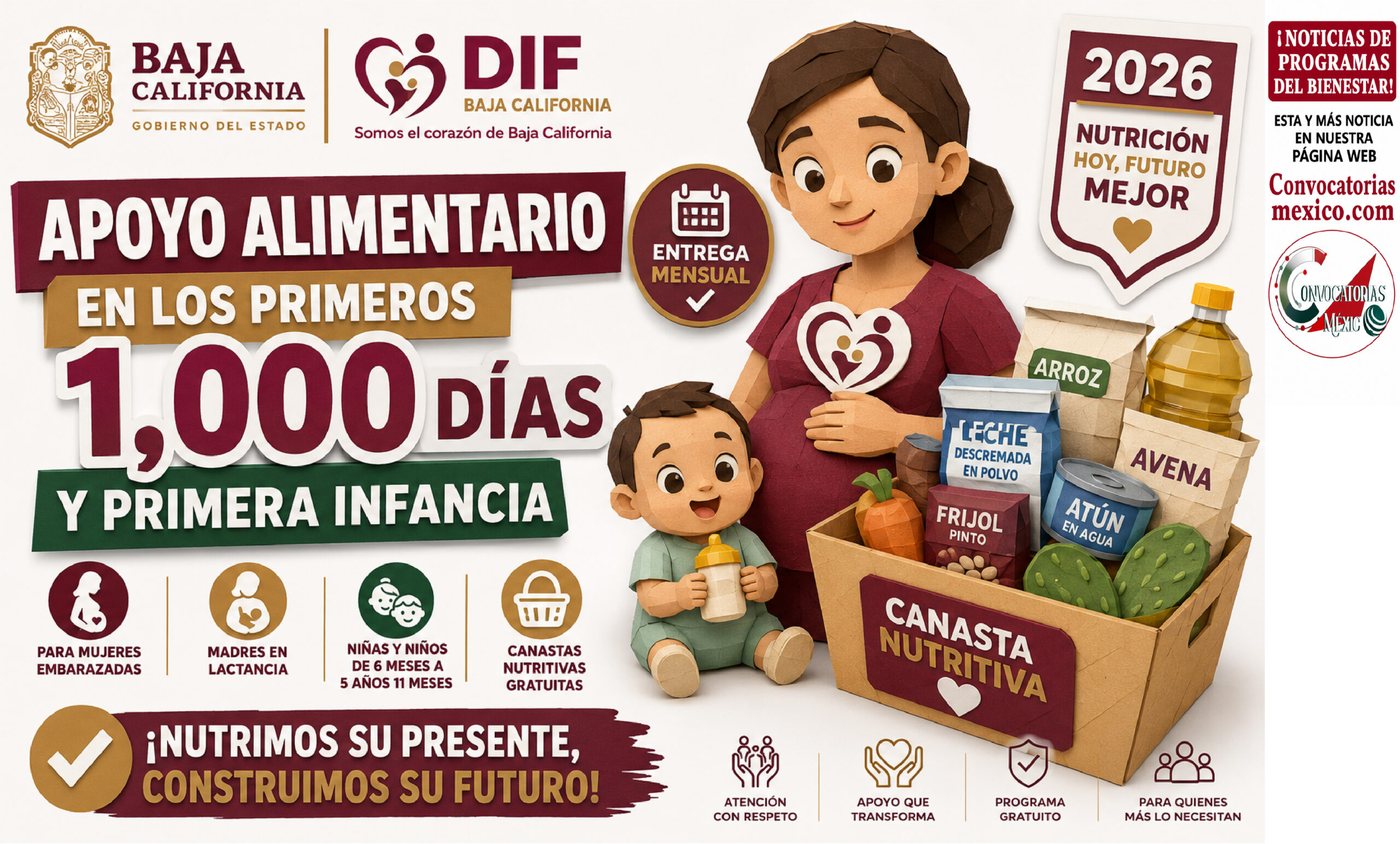 Baja California 2026: DIF entregará apoyo alimentario en los primeros 1,000 días y primera infancia