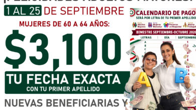 Del 1 al 25 de septiembre $6,400 y $3,100 pesos de la Pensión Bienestar para las Personas Adultas Mayores