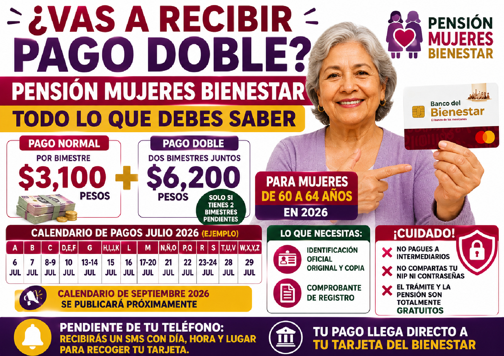 Estas mujeres podrían recibir un pago doble de la Pensión Mujeres Bienestar: cuánto sería y cuándo llegaría su primer depósito