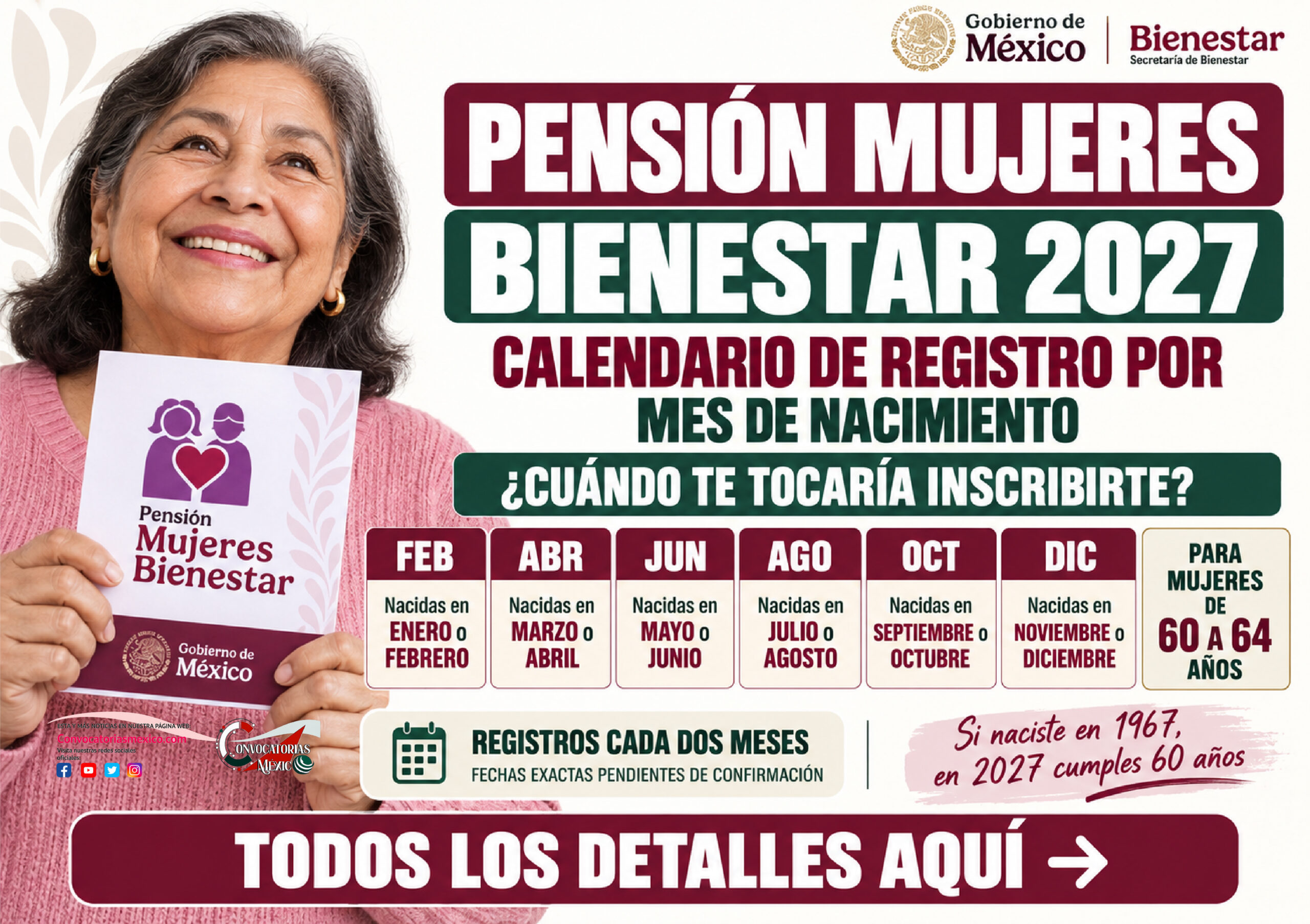 Pensión Mujeres Bienestar 2027: calendario de registro por mes de nacimiento y cuándo te tocaría inscribirte