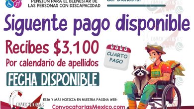 Próximo pago de $3,100 pesos para la Pensión Bienestar para las Personas con Discapacidad