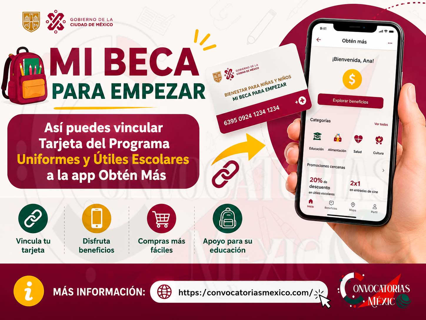 Mi Beca para Empezar: Asi puedes vincular Tarjeta del Programa Uniformes y Útiles Escolares a la app Obtén Más