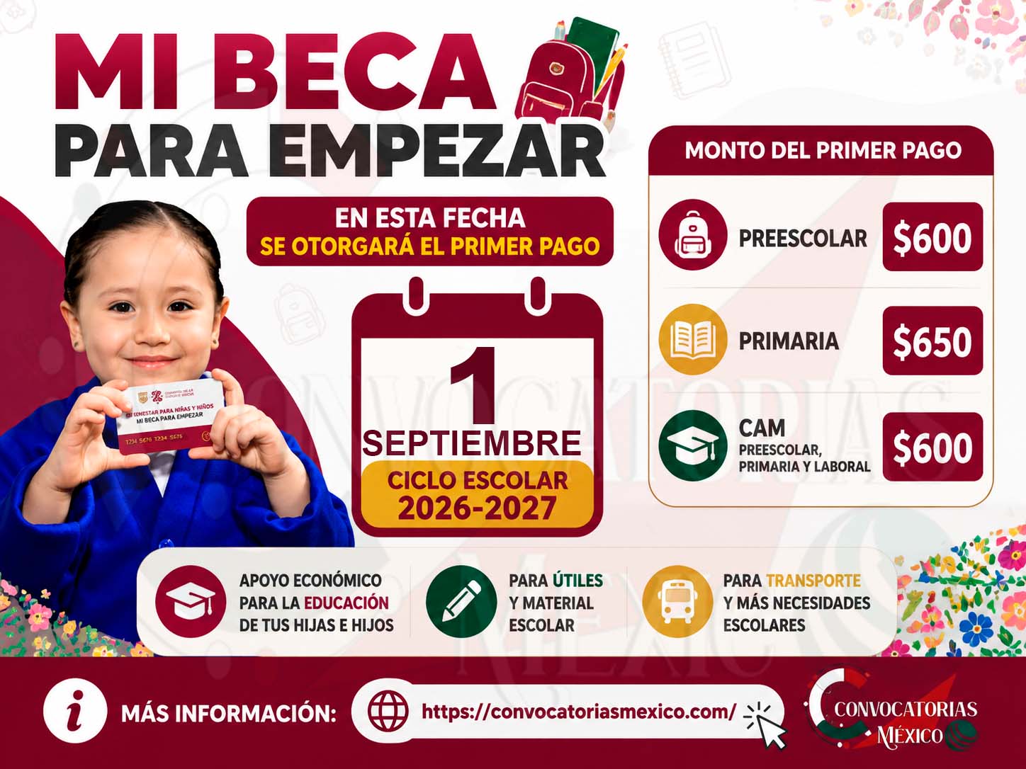 Mi Beca para Empezar: En esta fecha se otorgara el primer pago del ciclo escolar 2026-2027