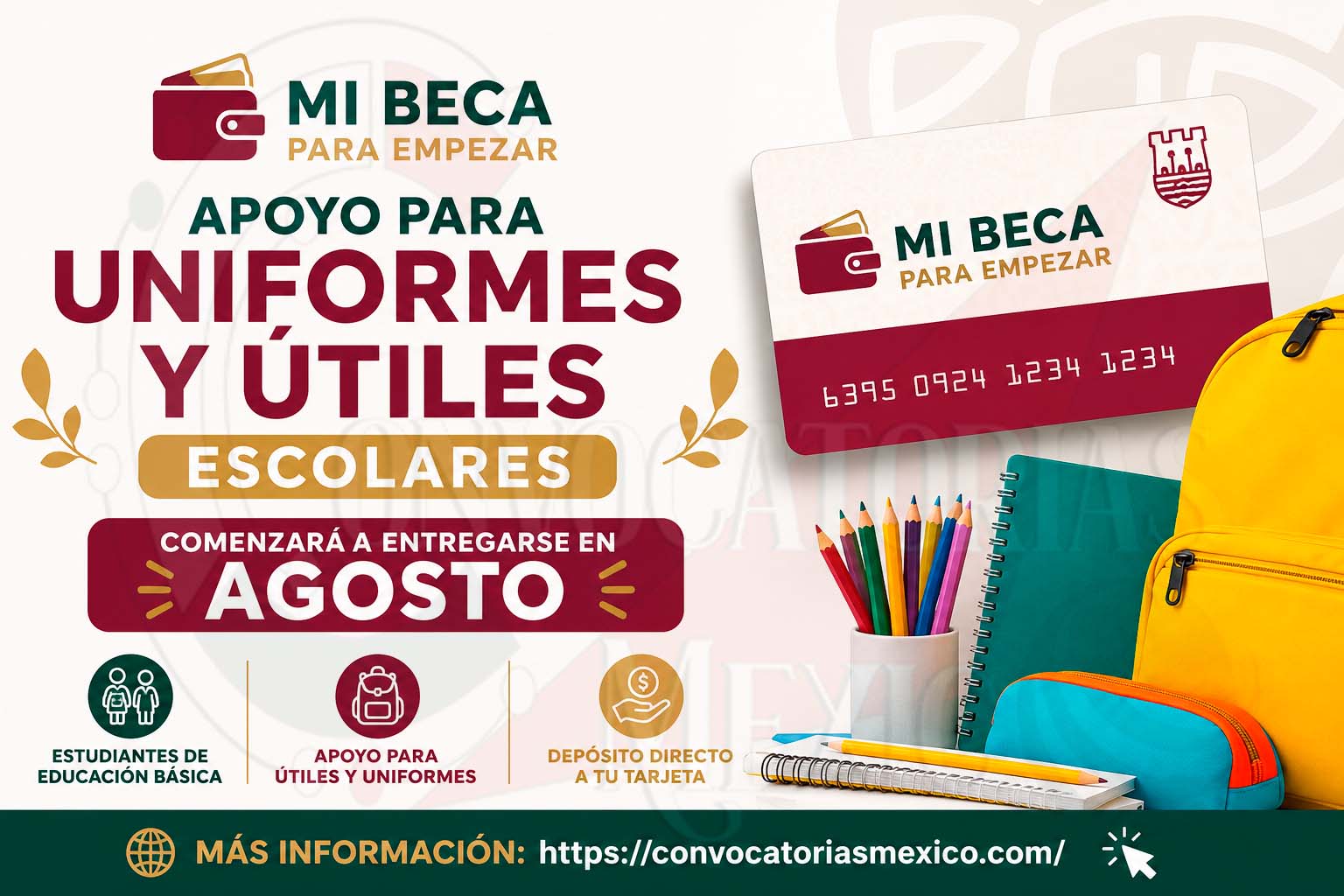 Mi Beca para Empezar: En este mes de Agosto se otorga el Apoyo para Uniformes y Útiles Escolares