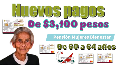 Nuevos pagos de $3,100 pesos | Pensión Mujeres Bienestar de 60 a 64 años