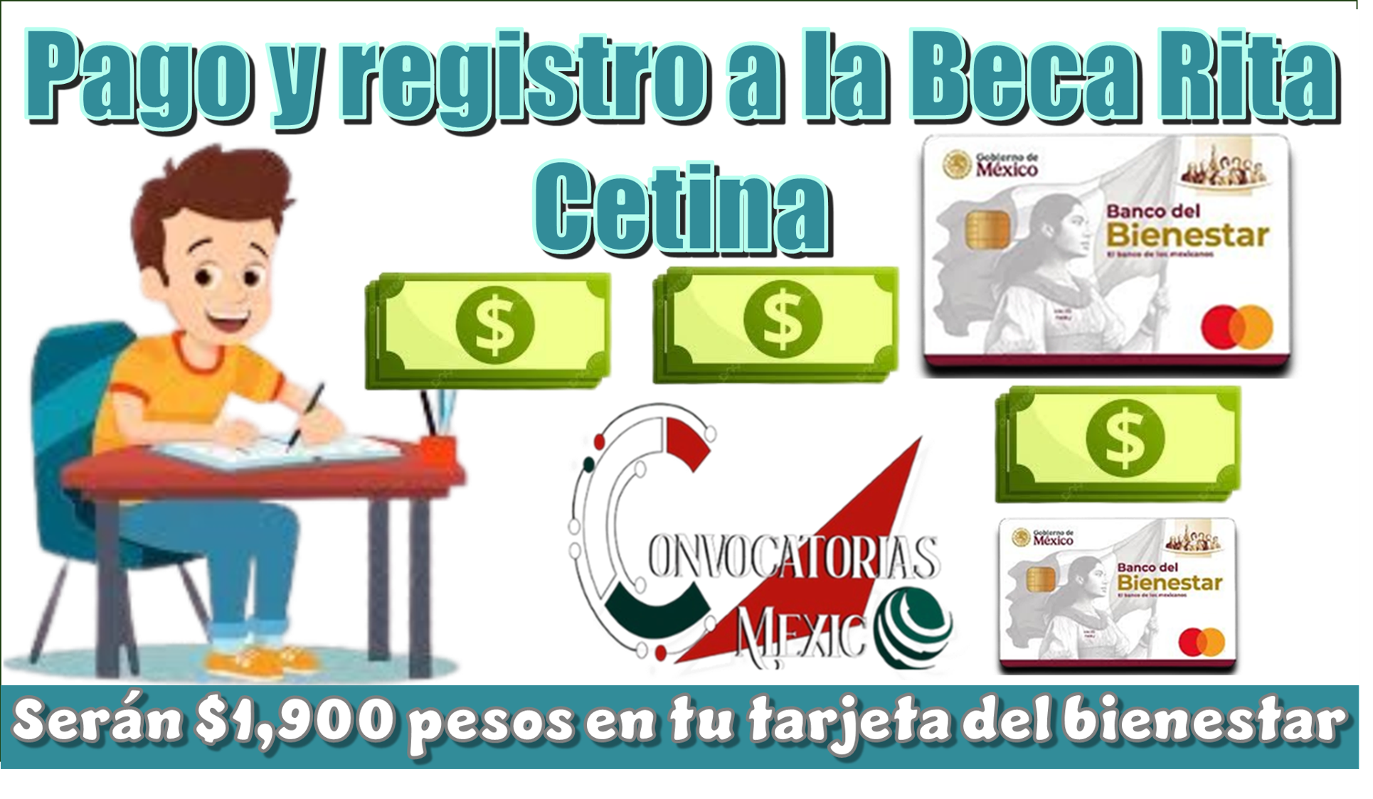 Pago y registro a la Beca Rita Cetina | Serán $1,900 pesos en tu tarjeta del bienestar 