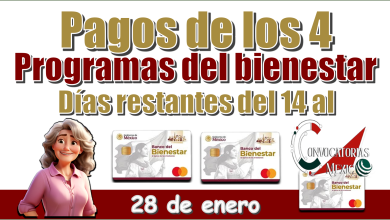 Pagos de los 4 programas del bienestar | Días restantes del 14 al 28 de enero