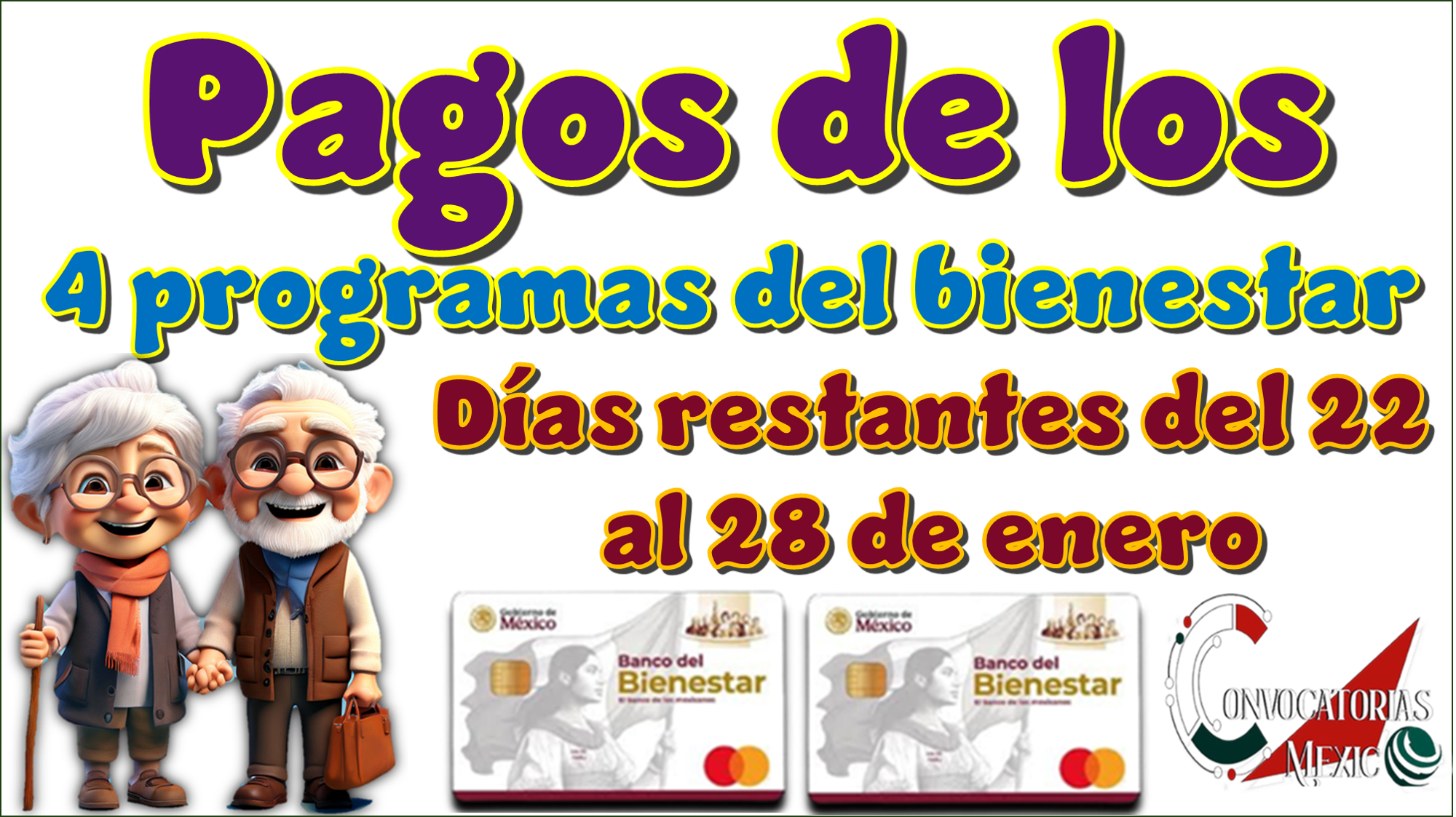 Pagos de los 4 programas del bienestar Días restantes del 22 al 28 de enero