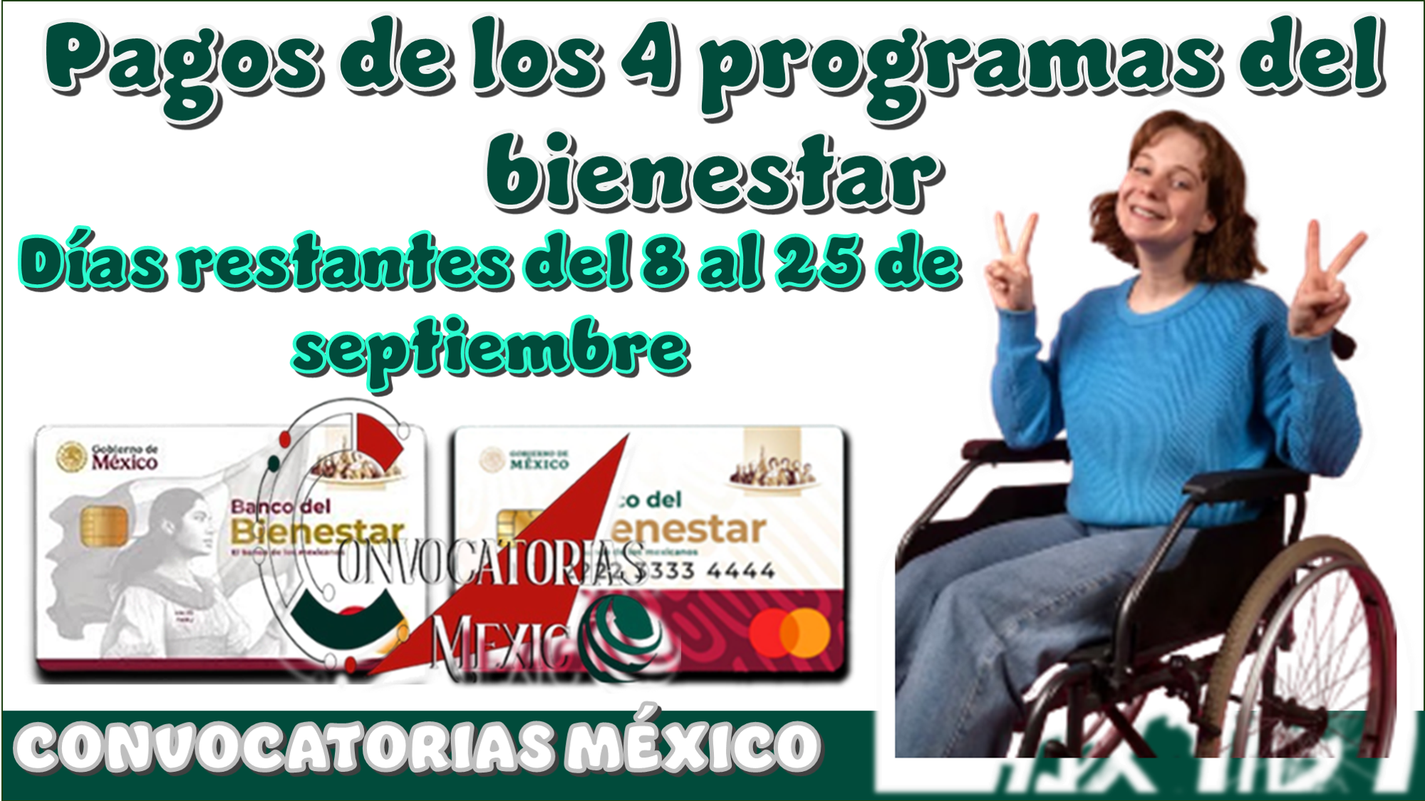 Pagos de los 4 programas del bienestar | Días restantes del 8 al 25 de septiembre