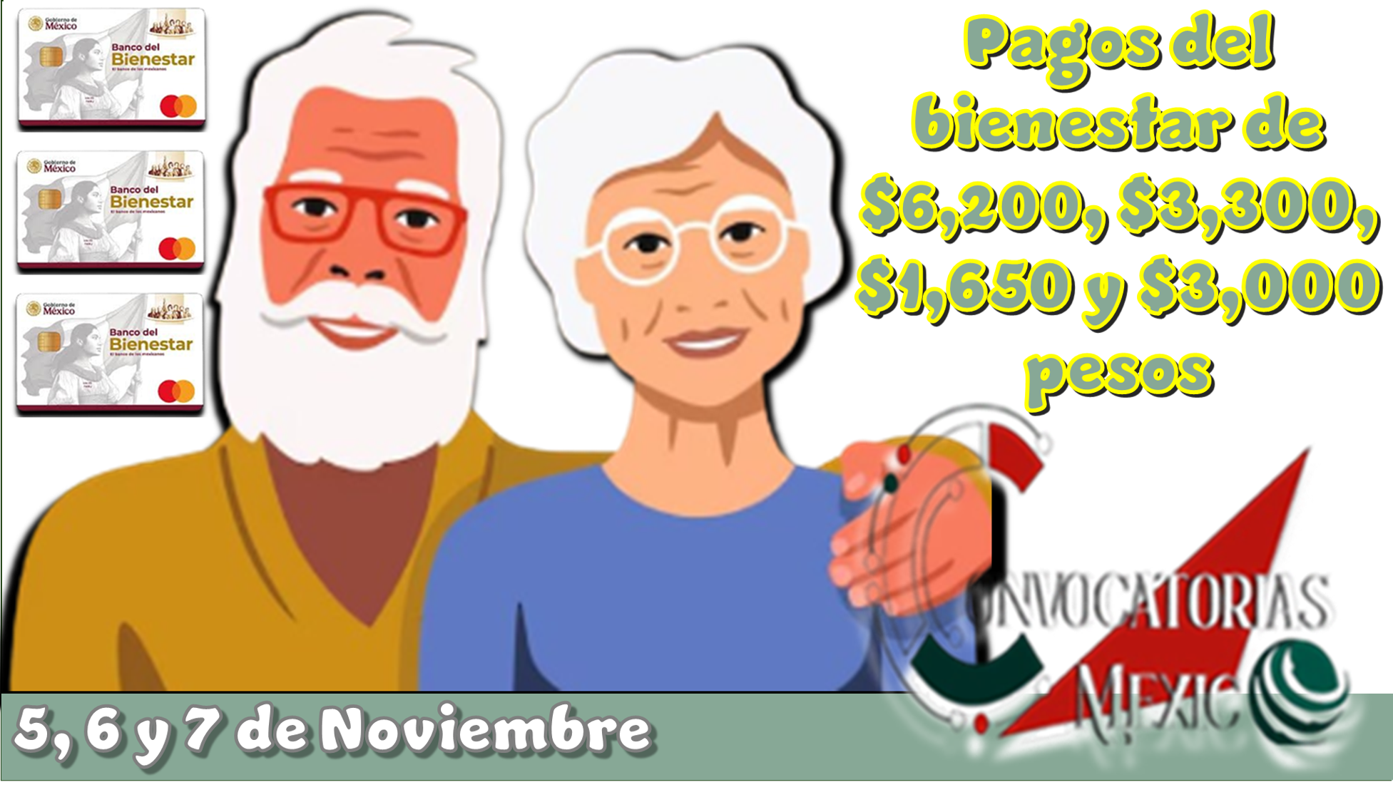 Pagos del bienestar de $6,200, $3,200, $1,650, y $3,000 pesos| 5,6 y 7 de noviembre 