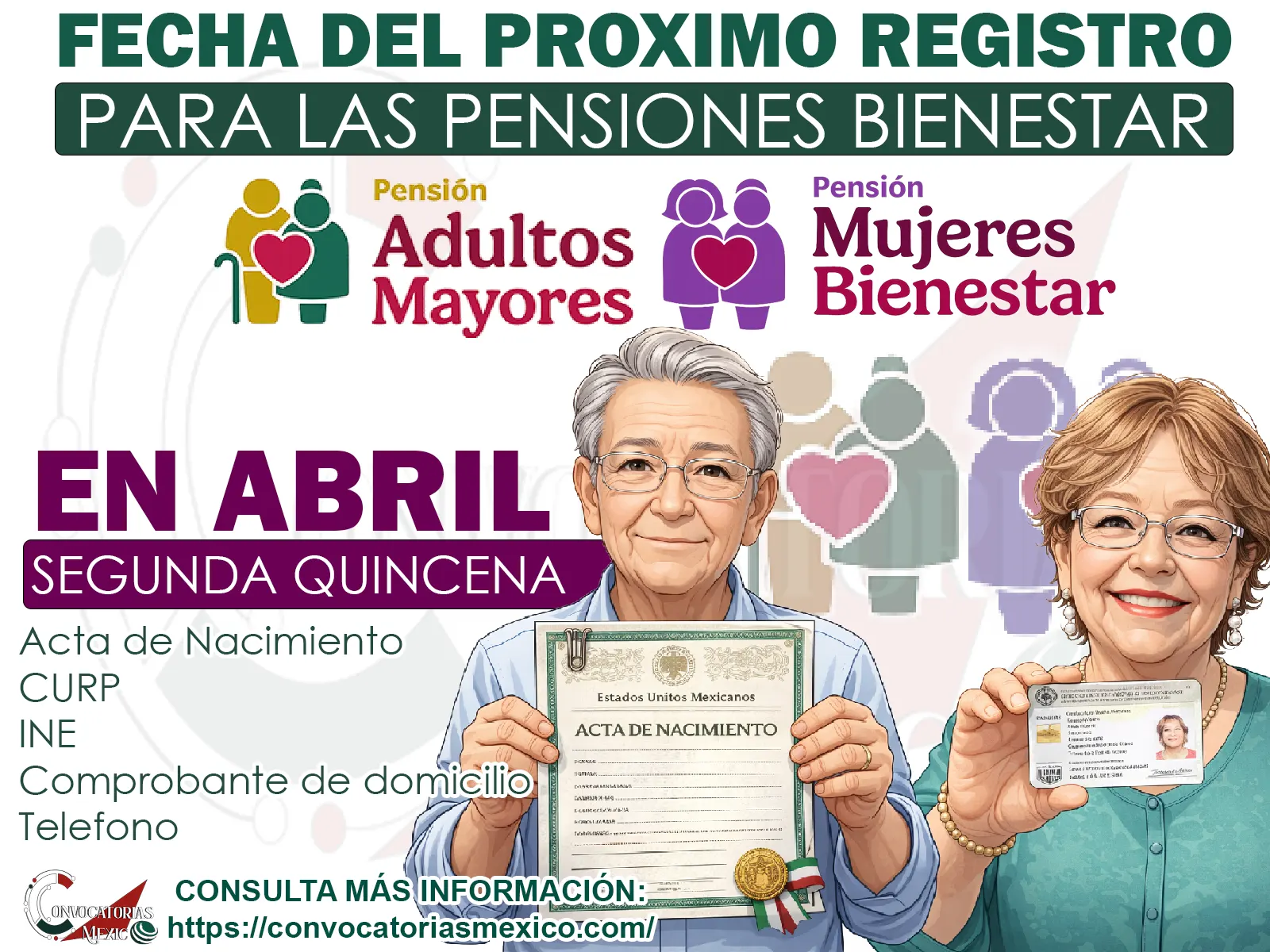 Pensión Bienestar 2026: preparan registro en abril para adultos mayores y mujeres de 60 a 64 años