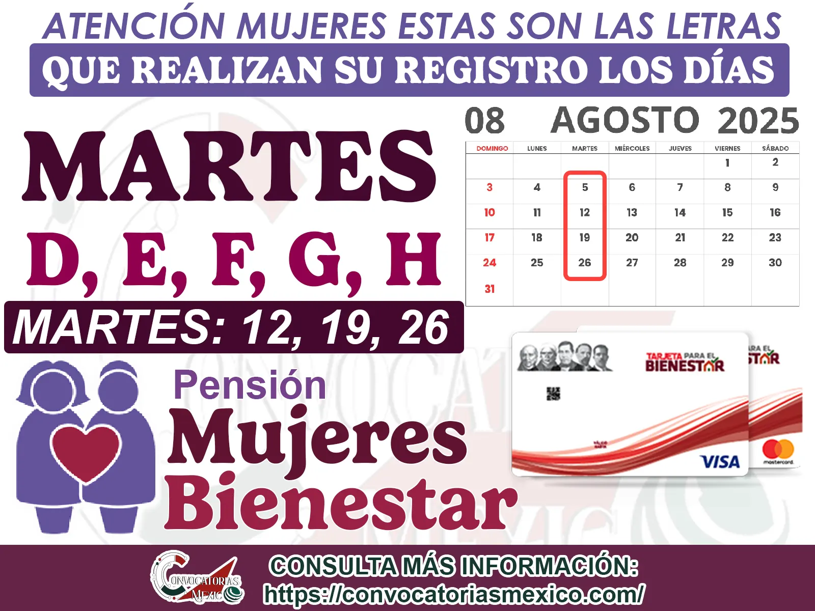 Pensión Mujeres Bienestar: En estos días se podrán registrar todas las mujeres que inicien su apellido con las letras D, E, F, G, H