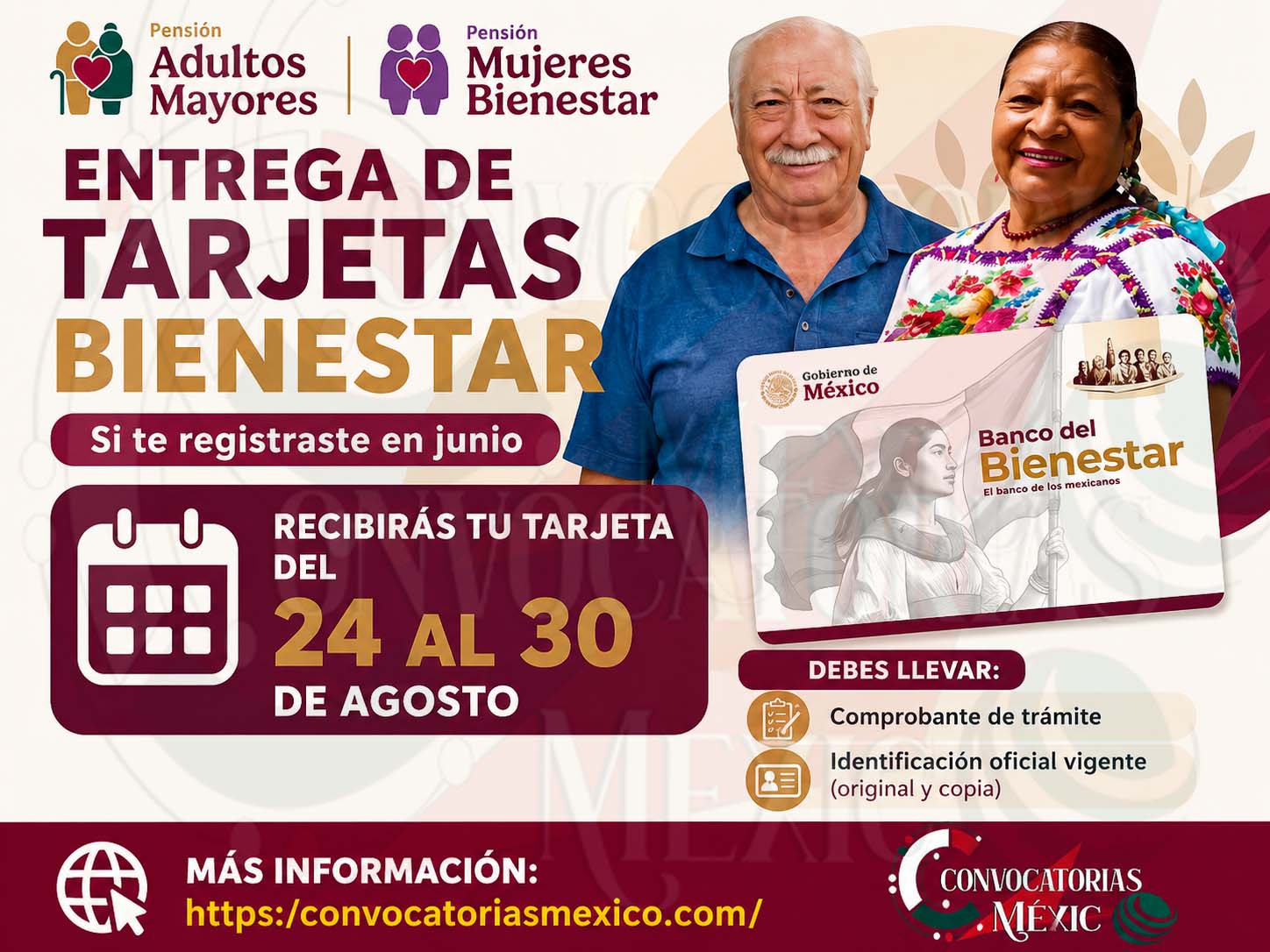 Pensión Mujeres Bienestar y Adultos Mayores: Entrega de tarjetas será del 24 al 30 de agosto