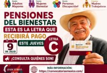 Pensiones del Bienestar: Esta es la letra que recibiera pago esta jueves 9 de Julio ¡Consulta quienes son!