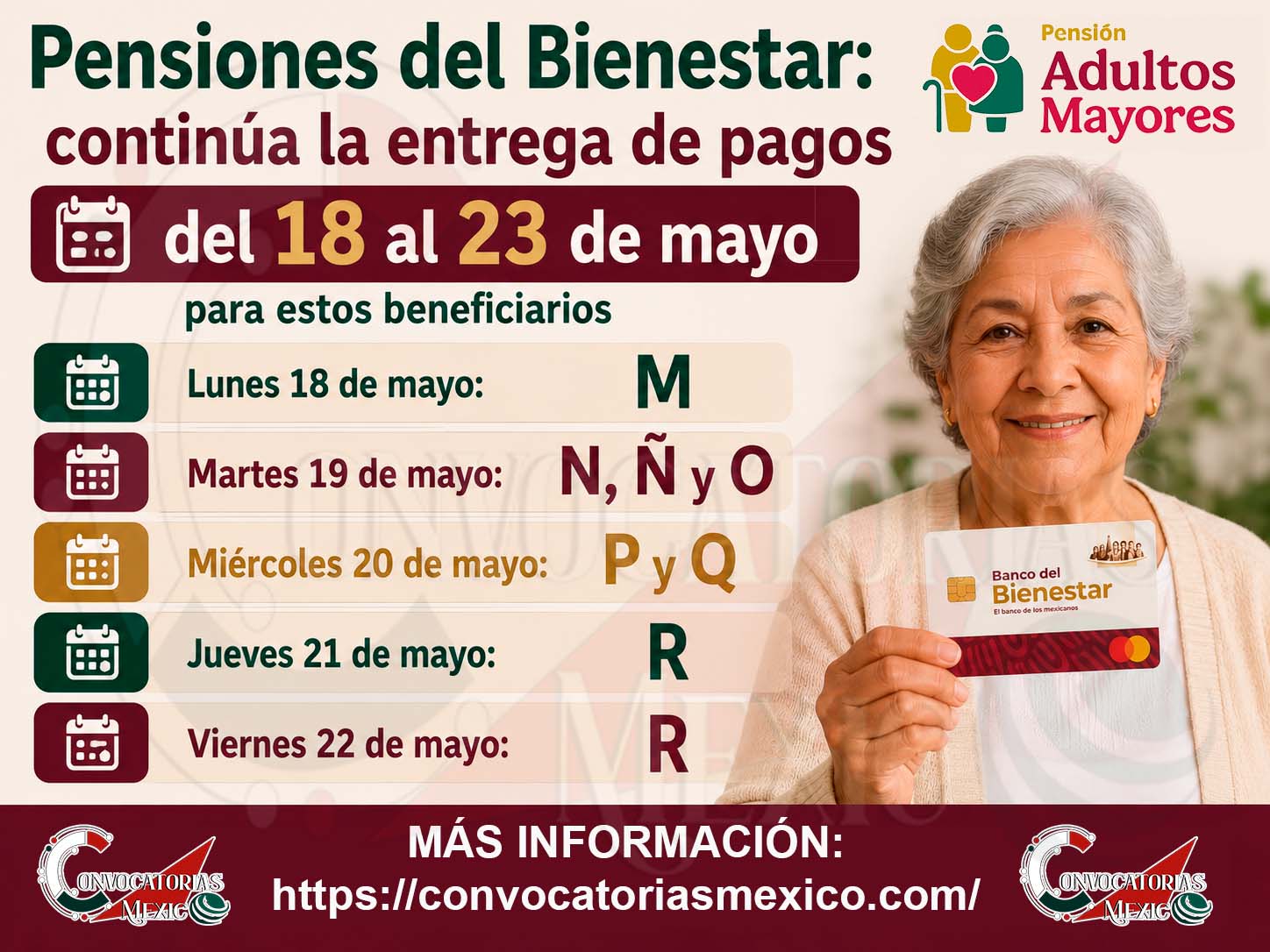Pensiones del Bienestar: Estas son las letras que recibirán pago en esta Tercera Semana ¡Del 18 al 23 de mayo!