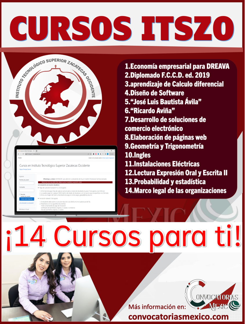 Conoce que Cursos ITSZO te ofrece el Instituto Tecnológico Superior Zacatecas Occidente y realizarlos ahora