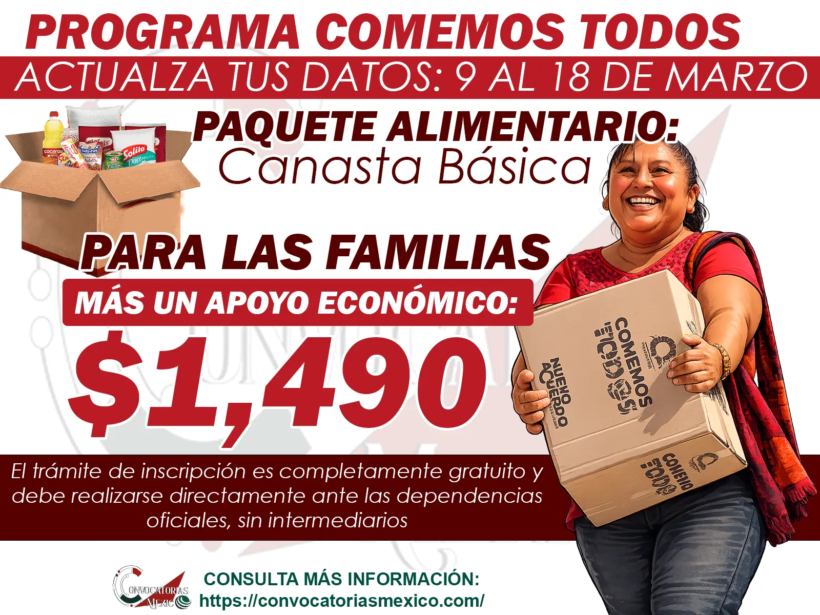 Programa Comemos Todos ¡Recibe un apoyo de hasta $1,490 de manera bimestral!