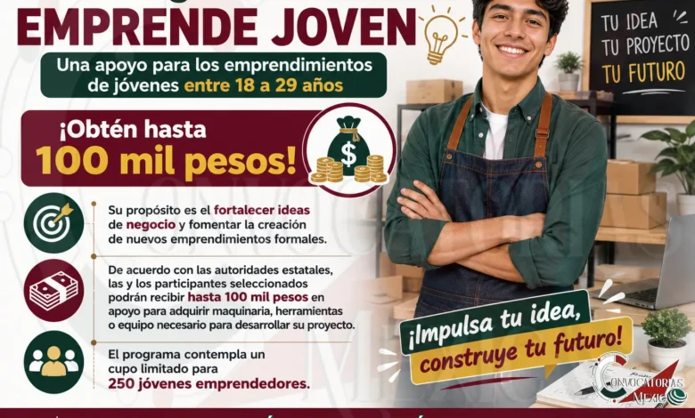 Programa Emprende Joven: Una apoyo para los emprendimientos de jóvenes entre 18 a 29 años ¡Obtén hasta 100 mil pesos!