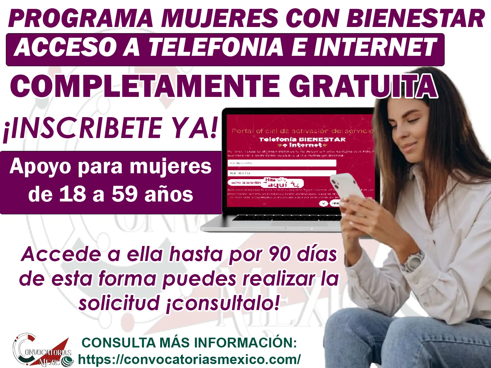 Programa Mujeres con Bienestar Accede de manera gratuita a internet y telefonia movil