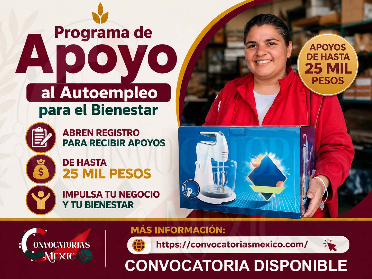 Programa de Apoyo al Autoempleo para el Bienestar: Abre registro para otorgar apoyos de hasta 25 mil pesos a emprendedores