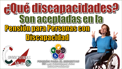 ¿Qué discapacidades son aceptadas en la Pensión Bienestar Para Personas con Discapacidad?