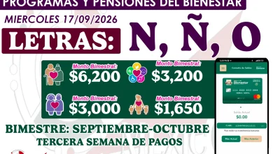 Reanudación de pagos del bienestar 17 de septiembre Estas son las letras que cobran