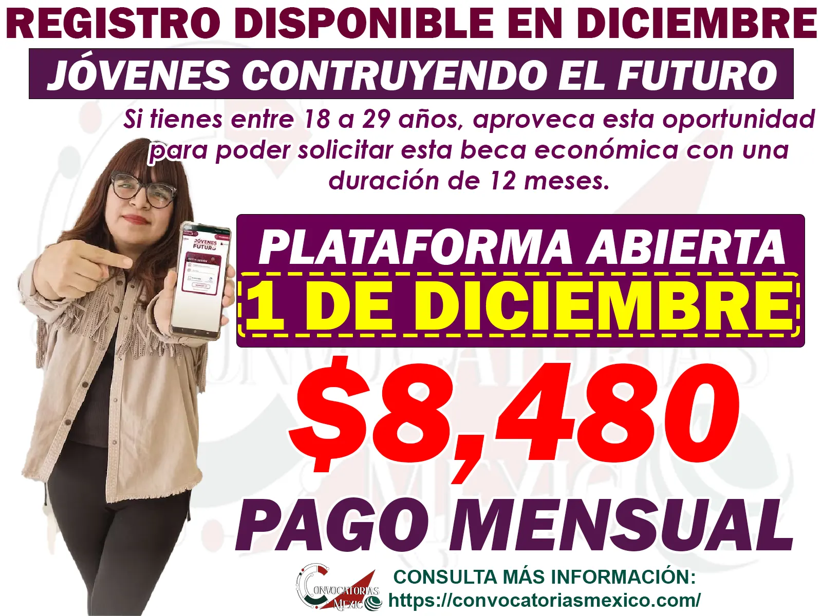 Registro Disponible a las Becas Jovenes Construyendo el Futuro para el mes de diciembre
