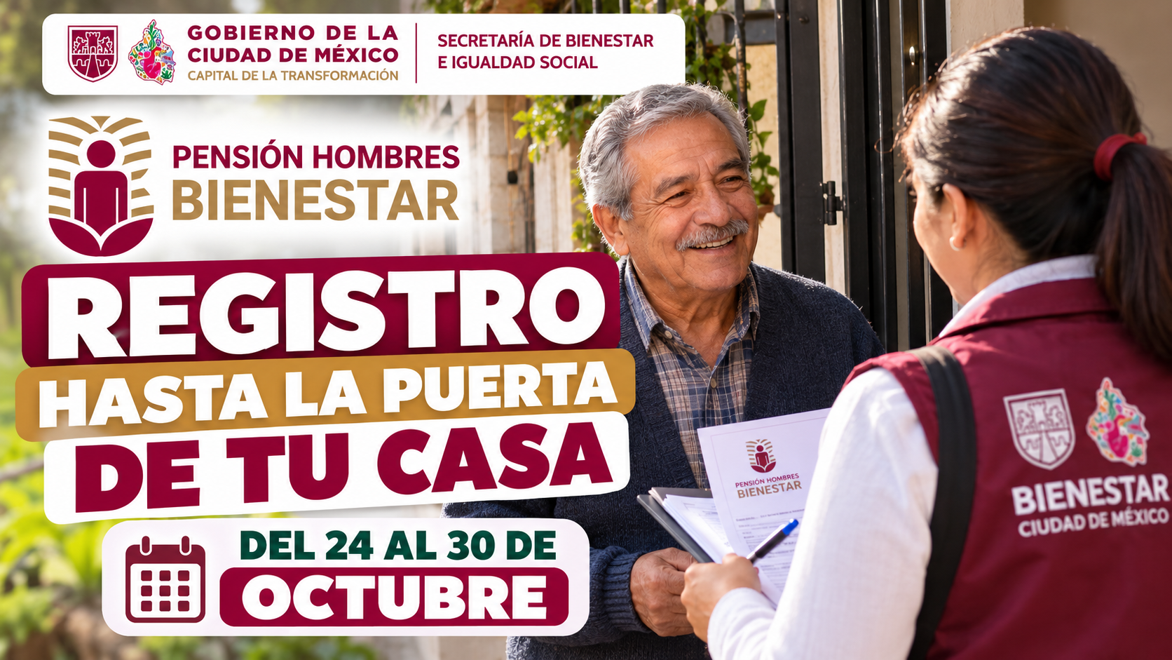 ¡El registro llega hasta la puerta de tu casa! Pensión Hombres Bienestar 2026: fechas, requisitos y cómo recibir el apoyo